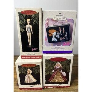 4 Collectible Hallmark Keepsake Barbie Christmas Ornaments w/ Original Box